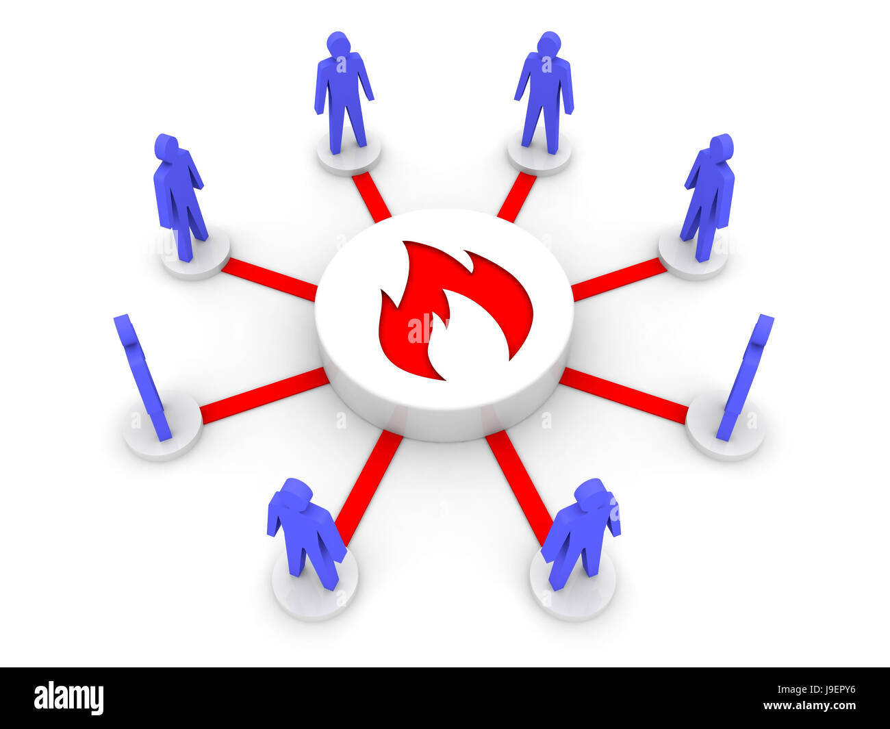 Team fire. Gruppo di ispirazione. Concetto 3D'illustrazione. Foto Stock