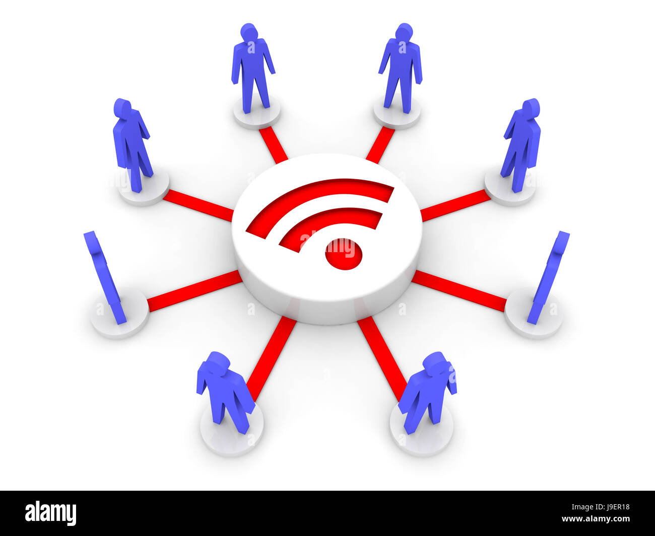 Accesso wireless a Internet. Conferenza online. Concetto 3D'illustrazione. Foto Stock