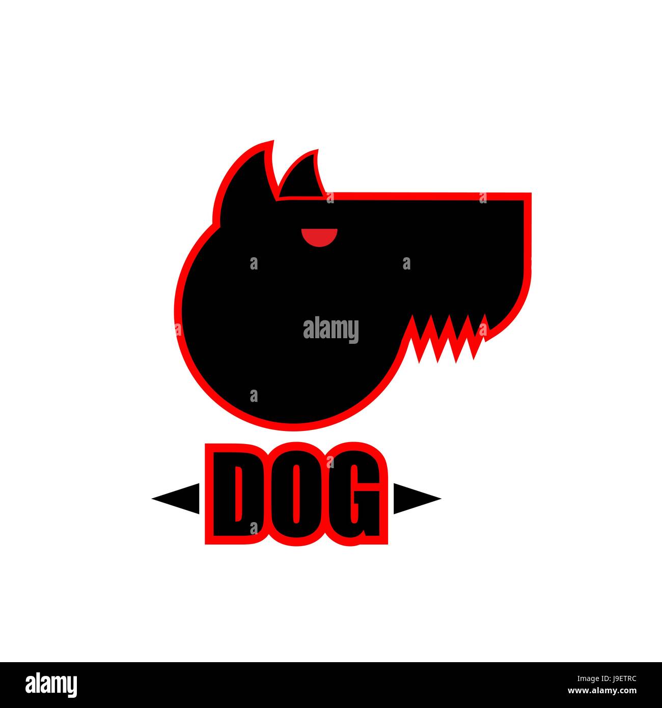 Il logo di arrabbiato cane con collare forte. Aggressiva di pet. Illustrazione Vettoriale