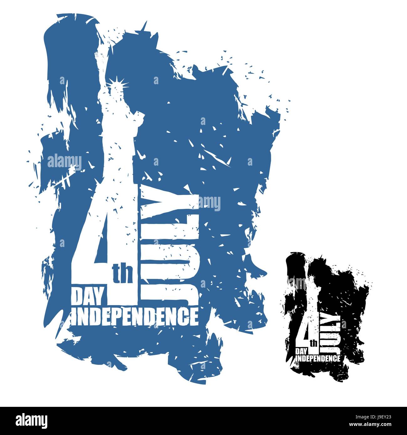 Giorno di Indipendenza dell America. Statua della Libertà in stile grunge. tratto di pennello. Pubblico nazionale di vacanze in STATI UNITI D'AMERICA Illustrazione Vettoriale