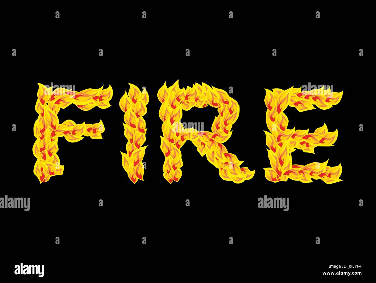 Fire testo.tipografia di fiamma. La masterizzazione di lettere scritte fiery Illustrazione Vettoriale