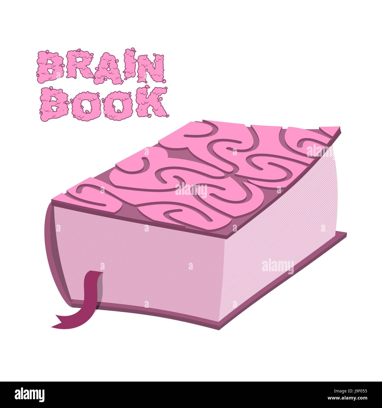 Libro del cervello. Grande Enciclopedia di spessore. Coprire la corteccia cerebrale. Cervello Illustrazione Vettoriale