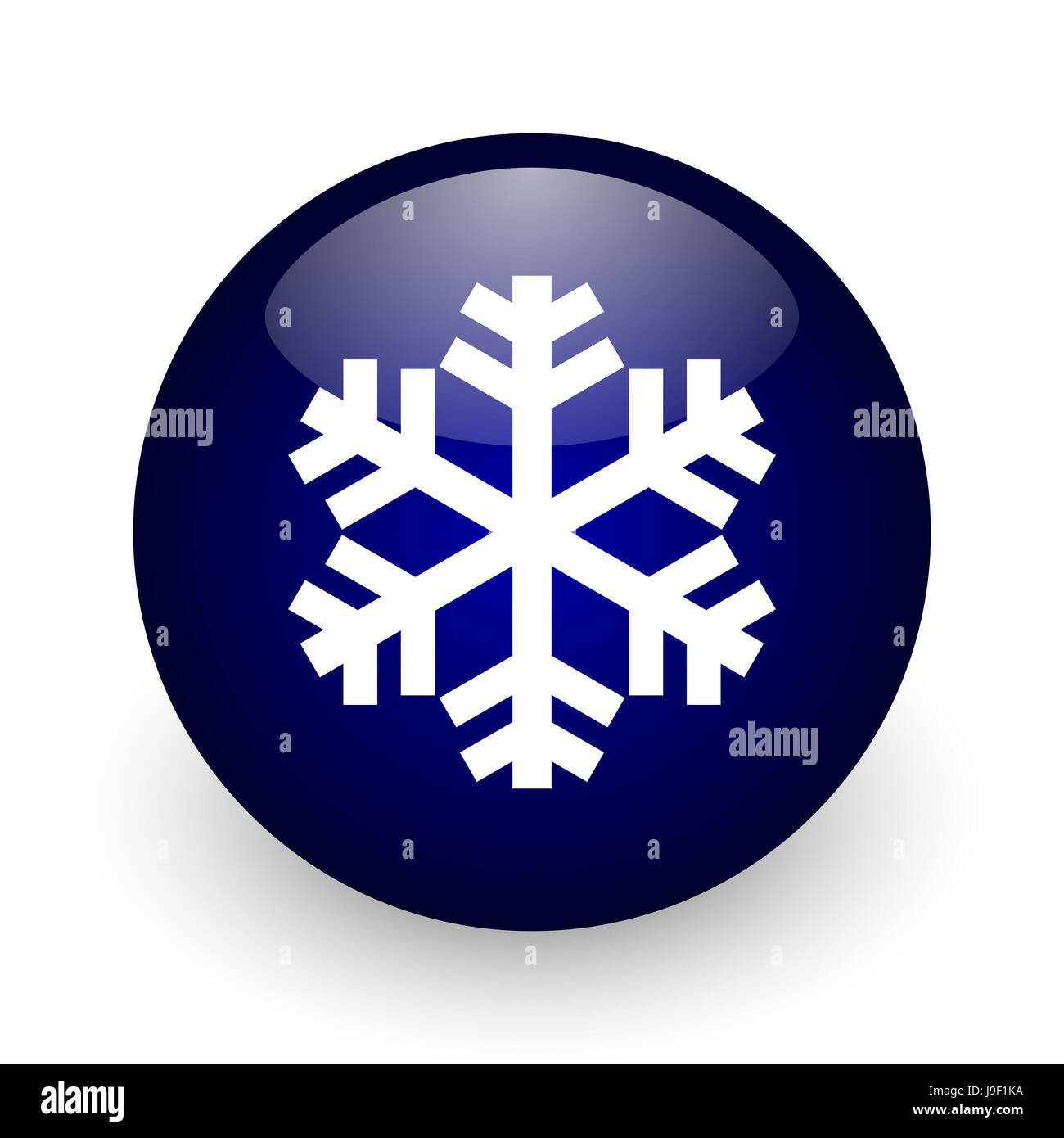 Neve lucida blu sfera icona web su sfondo bianco. Round 3D render pulsante. Foto Stock