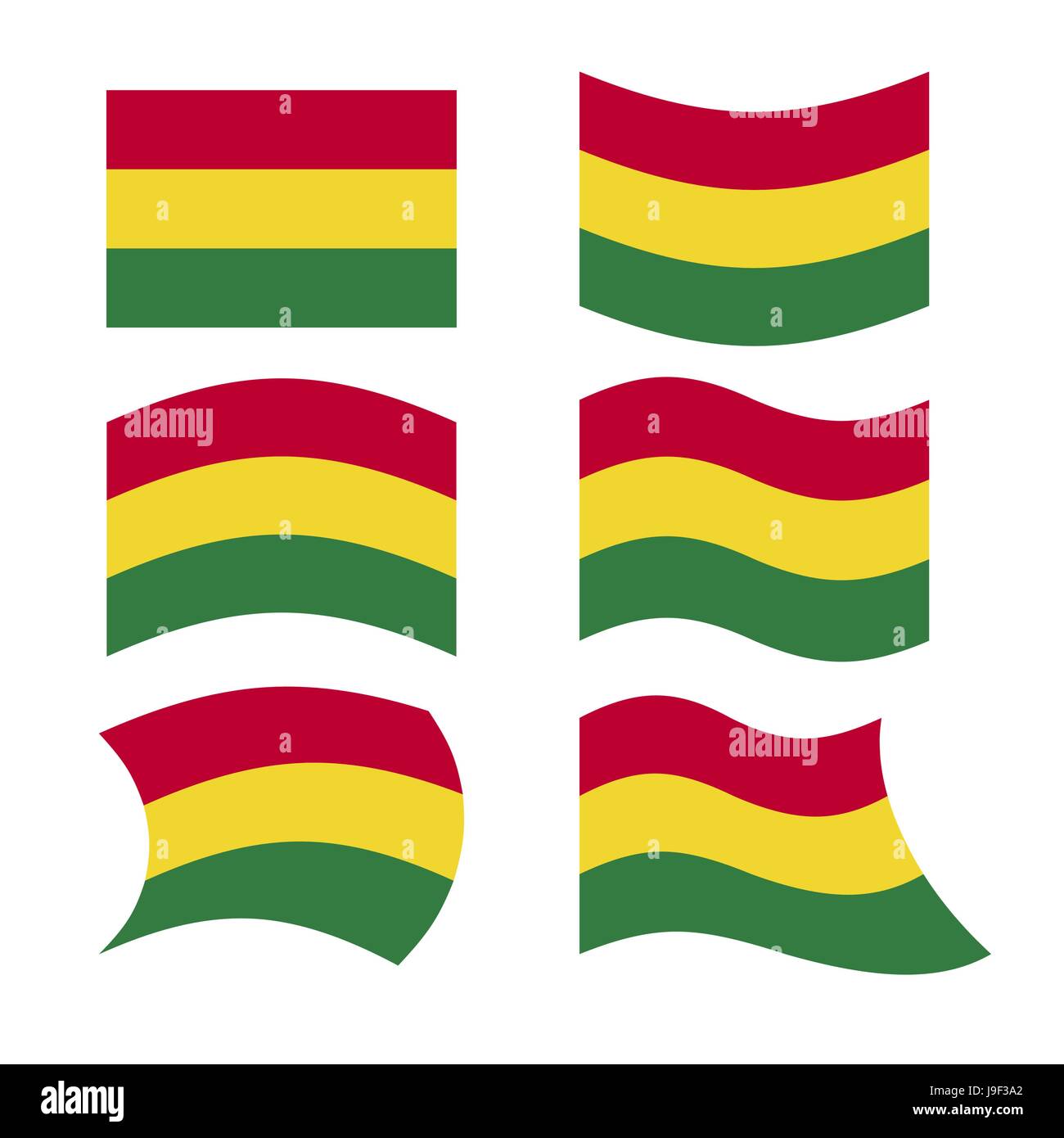 Bandiera boliviana. Insieme di flag del boliviano Stato plurinazionale in diverse forme. In via di sviluppo dello Stato boliviano bandiera in Sud America Illustrazione Vettoriale