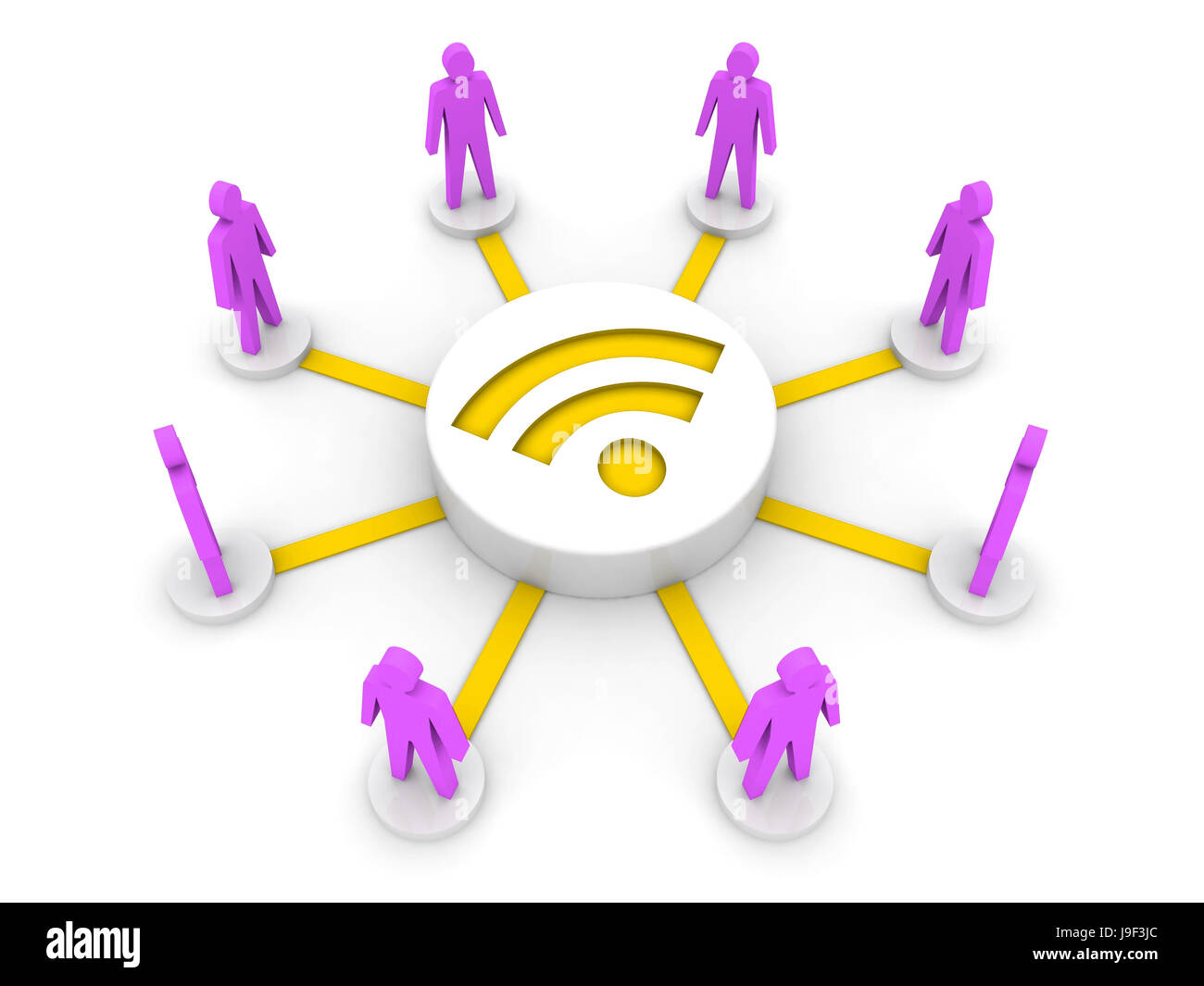 Accesso wireless a Internet. Conferenza online. Concetto 3D'illustrazione. Foto Stock