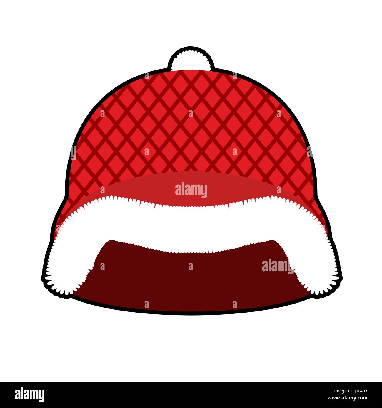 Santa Claus casco. Militare rosso elmetto con pelliccia. Esercito di Natale caldo inverno hat Illustrazione Vettoriale