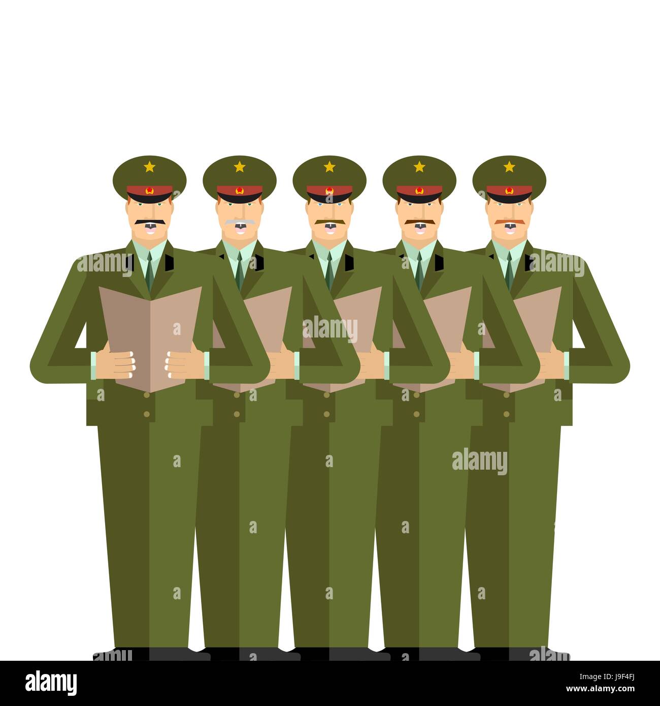 Coro militare. Ufficiali di cantare canzoni. guerra band. Musicisti dell'esercito Illustrazione Vettoriale