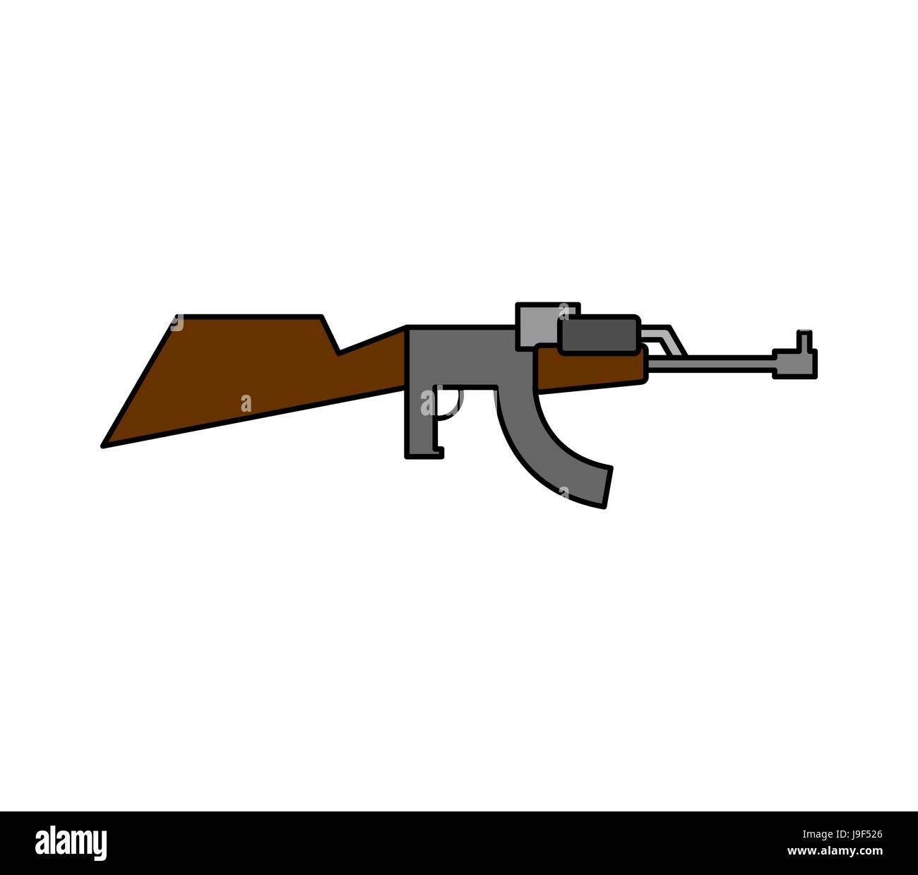 Mitragliatrice childs lo stile di disegno. Bracci su sfondo bianco. Fucile militare Illustrazione Vettoriale