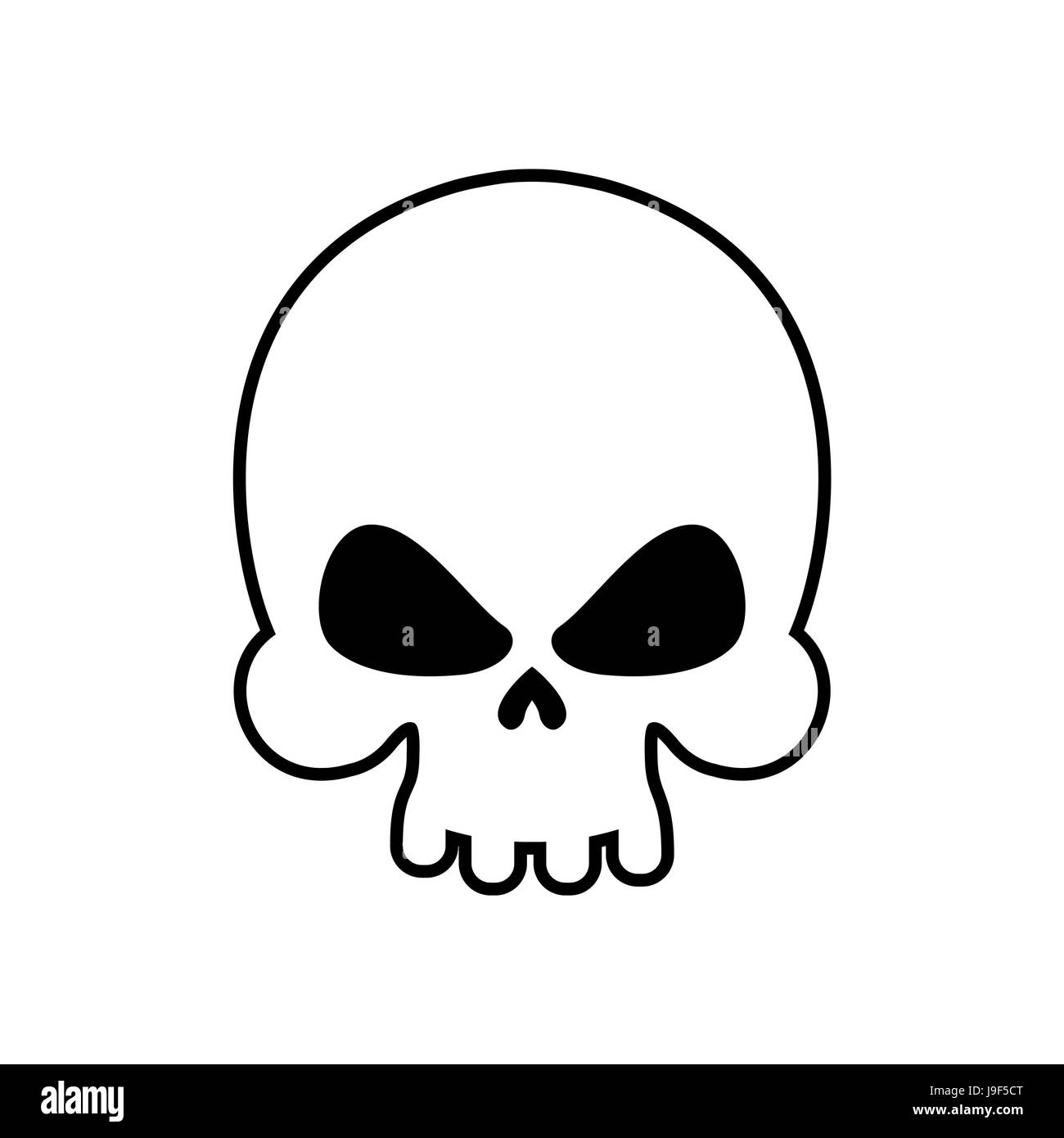 Cranio isolato. testa di scheletro su sfondo bianco. simbolo di morte Illustrazione Vettoriale