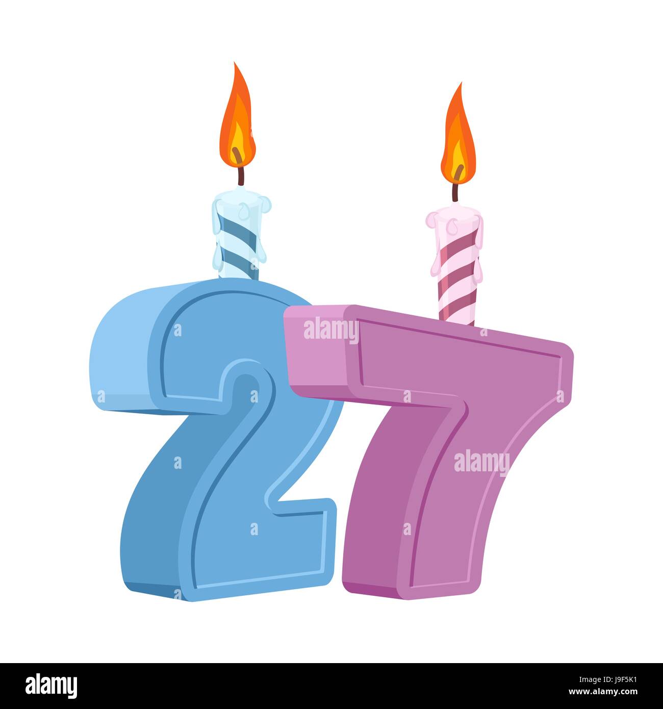 27 Anni Di Compleanno Numero Con Candela Di Festa Per Le Vacanze Torta Venti Sette Anniversario Immagine E Vettoriale Alamy