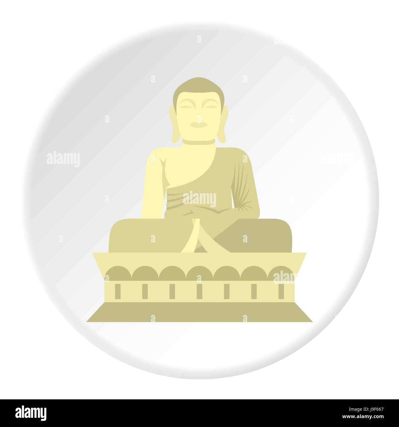 Budda seduto icona, stile piatto Illustrazione Vettoriale