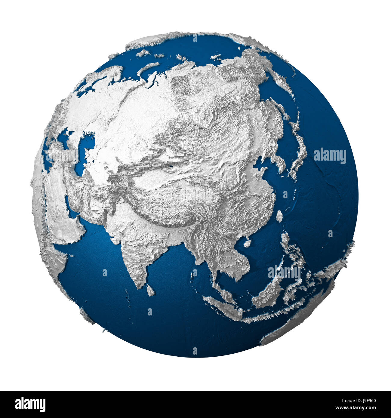 Asia, India, argento, continente, Russia, Globe, il pianeta terra, mondo,  blu Foto stock - Alamy
