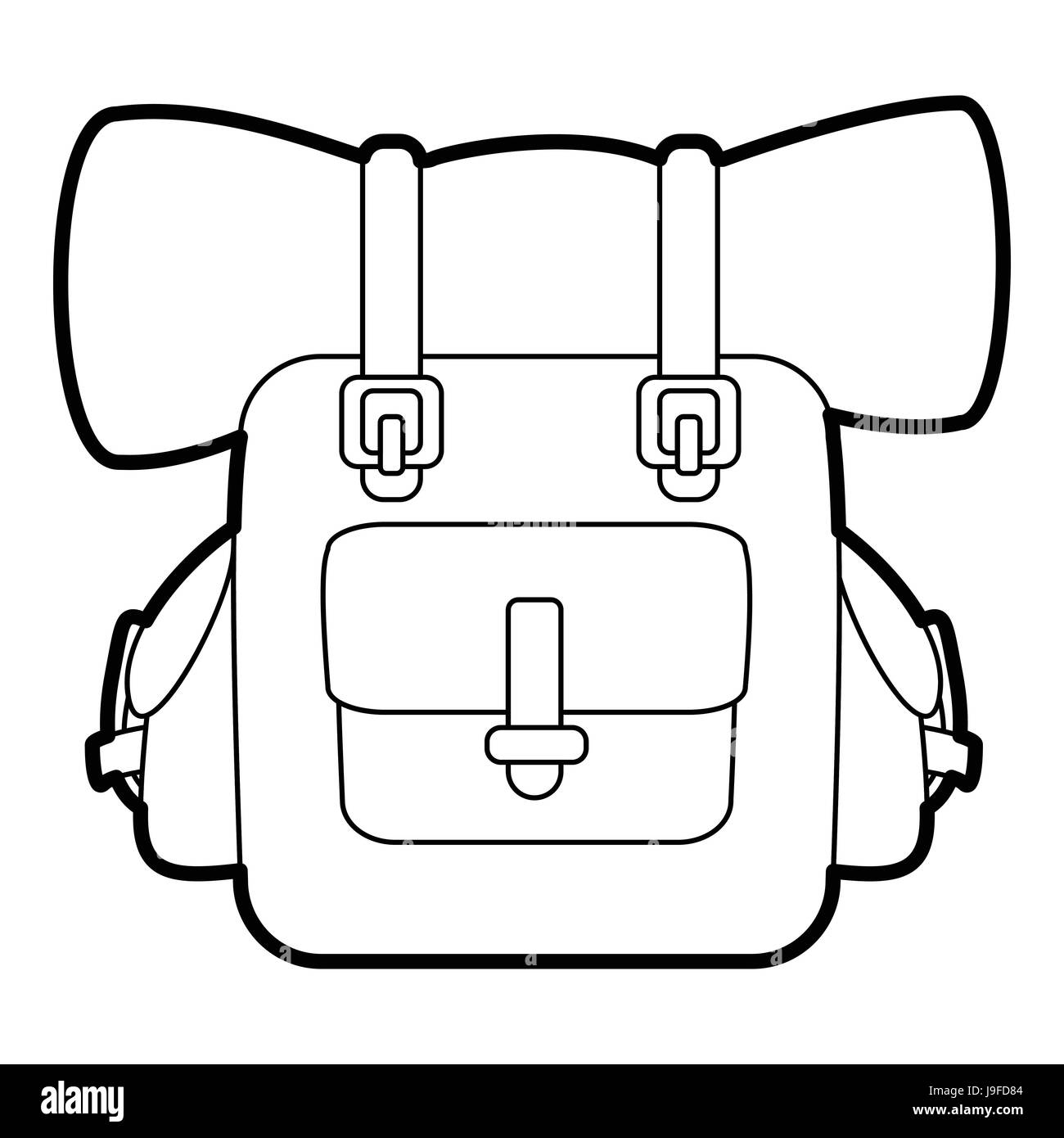 Icona di zaino, stile contorno Illustrazione Vettoriale
