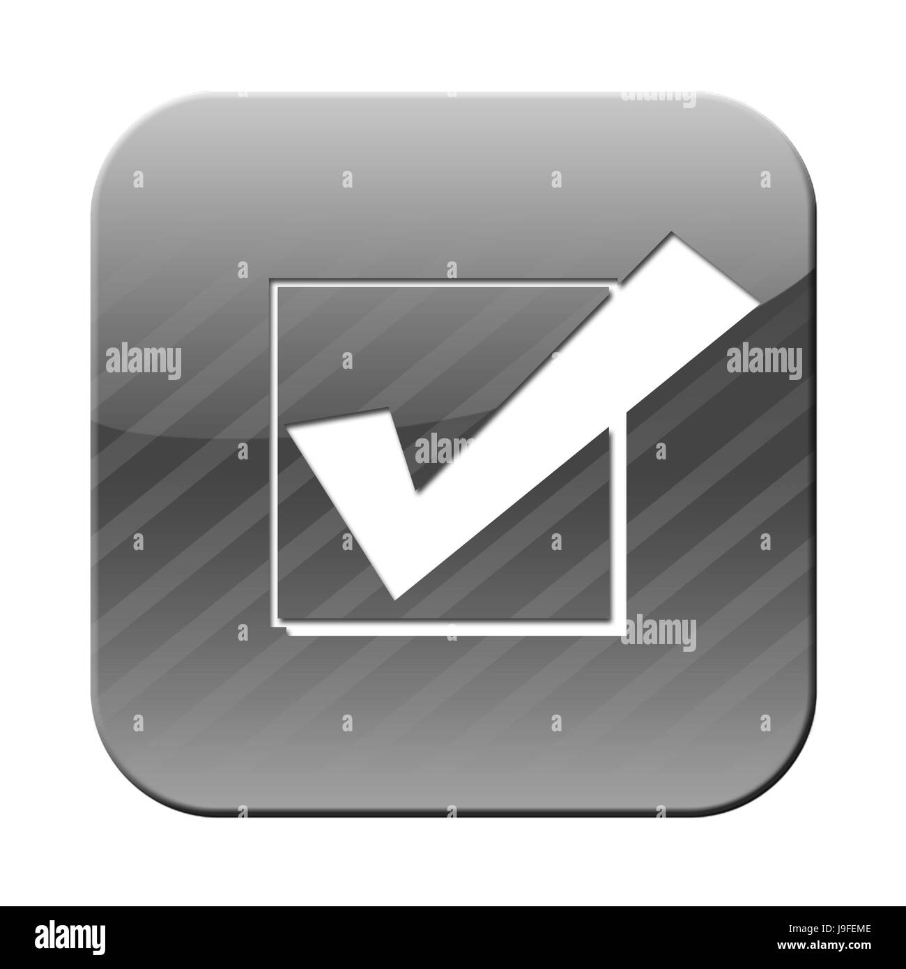 Ok, gancio scrigno, tick off, ulteriormente, sì, il pittogramma, simbolo, il pittogramma, commercio Foto Stock