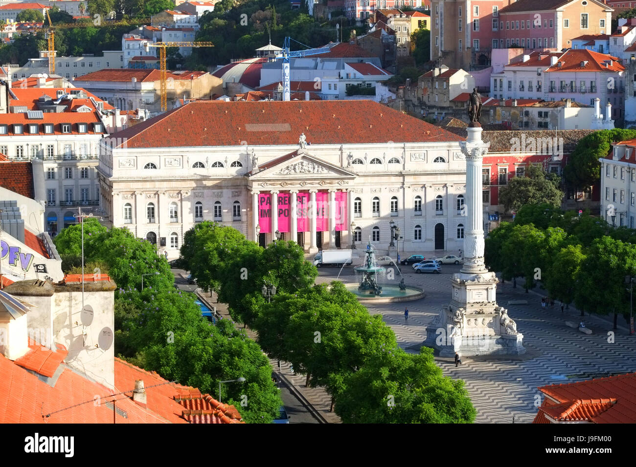 Teatro Nazionale D Maria II a piazza Rossio Lisbona Portogallo Foto Stock