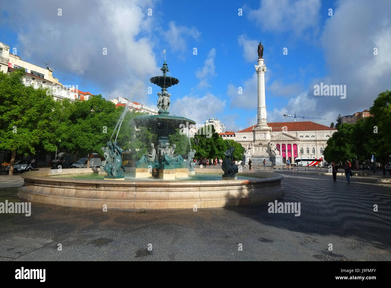 Teatro Nazionale D Maria II a piazza Rossio Lisbona Portogallo Foto Stock