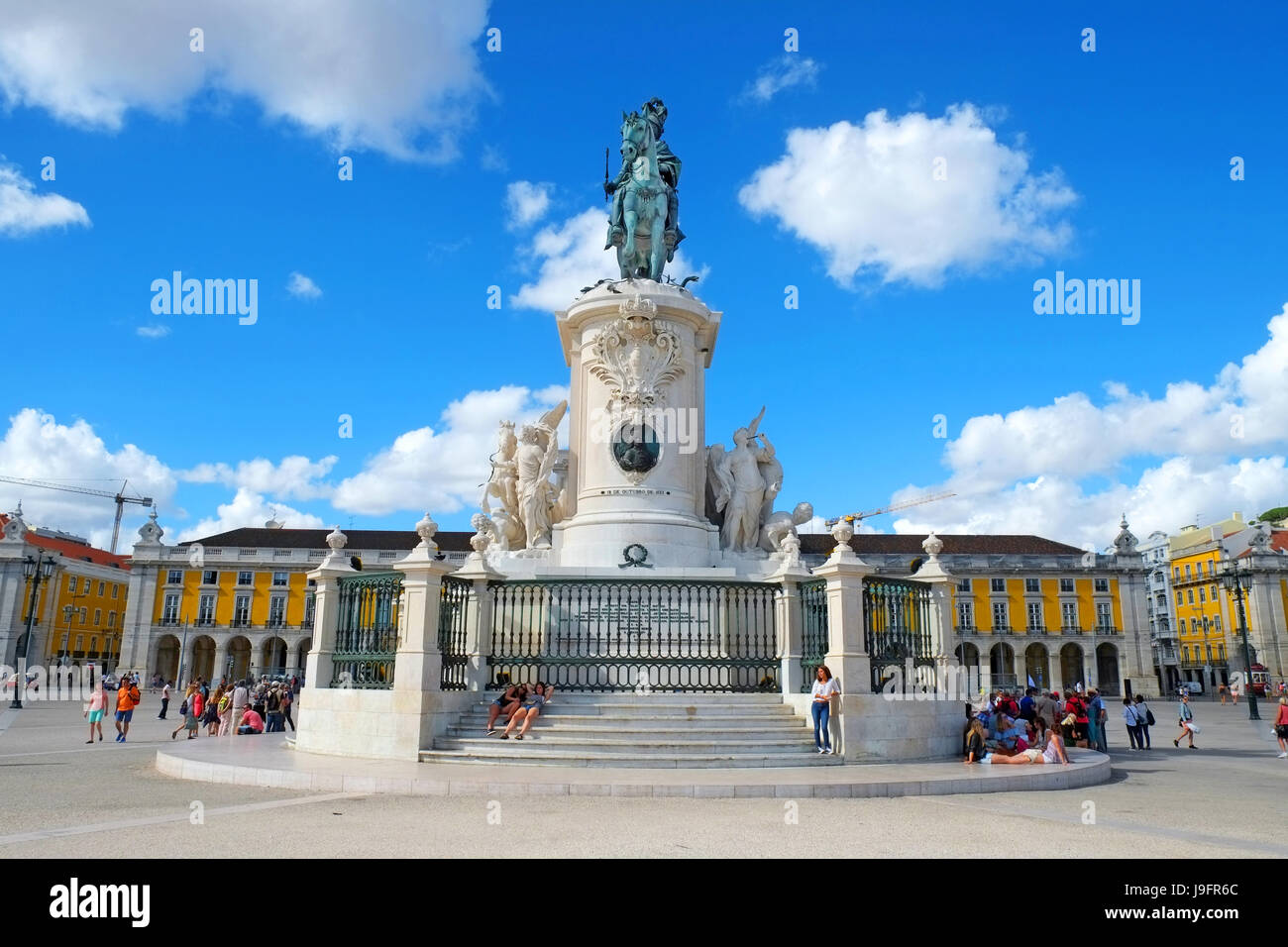 Praca de Comercio Lisbona Portogallo Commerce Square Plaza fiume Tago Foto Stock