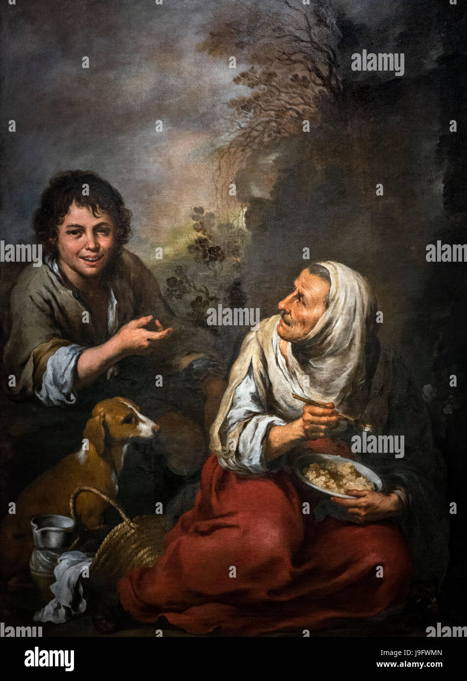 Murillo. Pittura intitolata "vecchia donna e ragazzo' da Bartolomé-Esteban Murillo (1617 - 1682), olio su tela, c.1670 Foto Stock