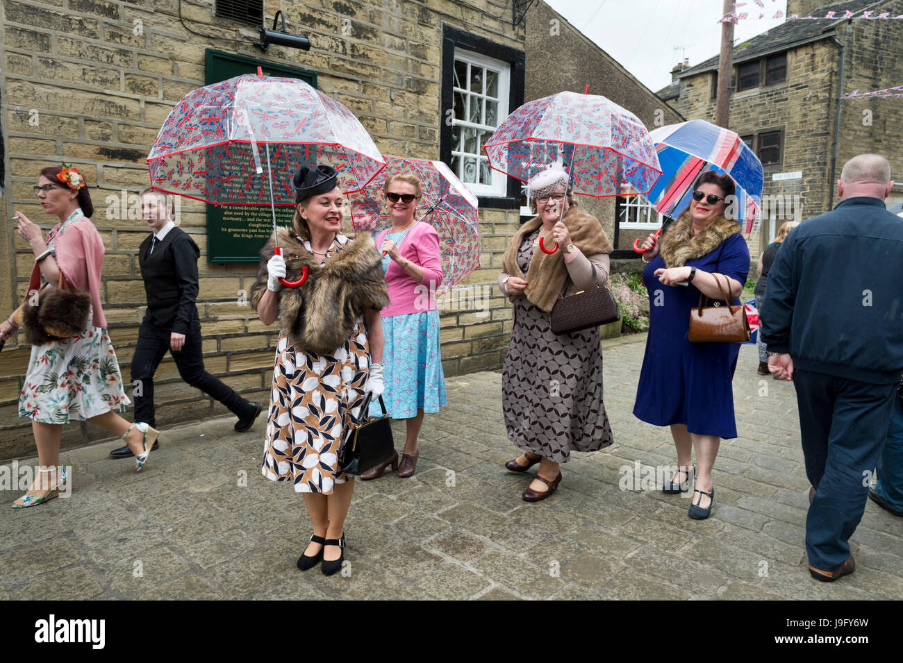 1940s Weekend in Haworth village, West Yorkshire, Regno Unito Foto Stock