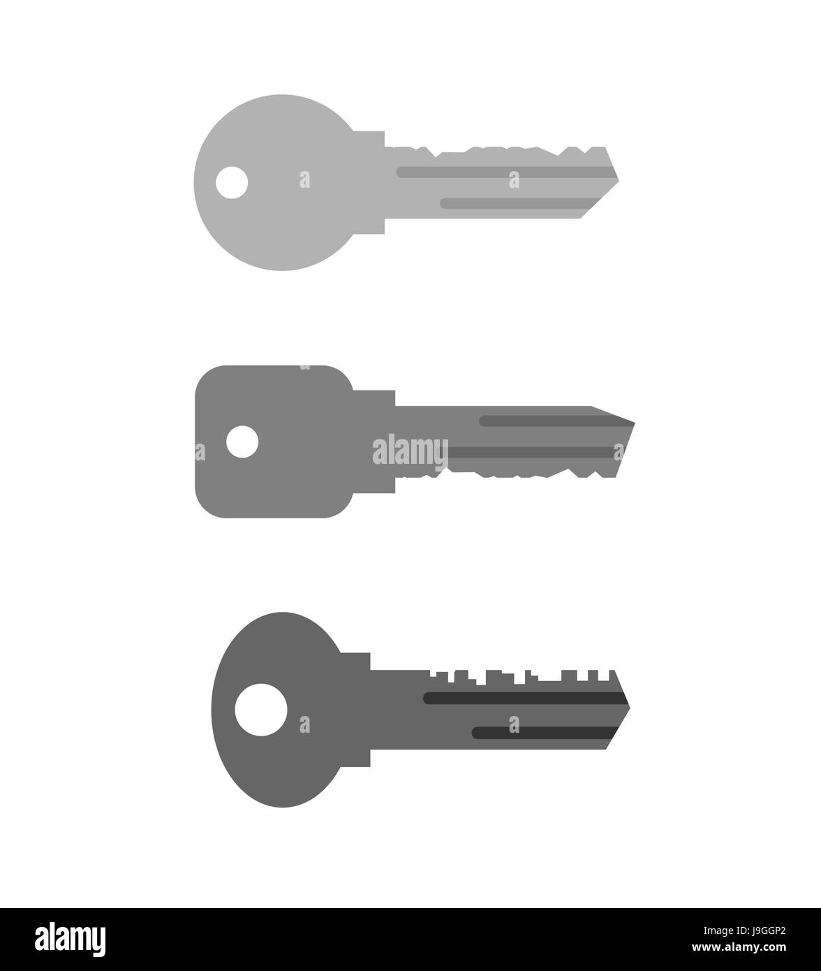 Alloggiamento set di chiavi. Semplice chiave dal buco della serratura della porta di casa ed appartamento. Illustrazione Vettoriale