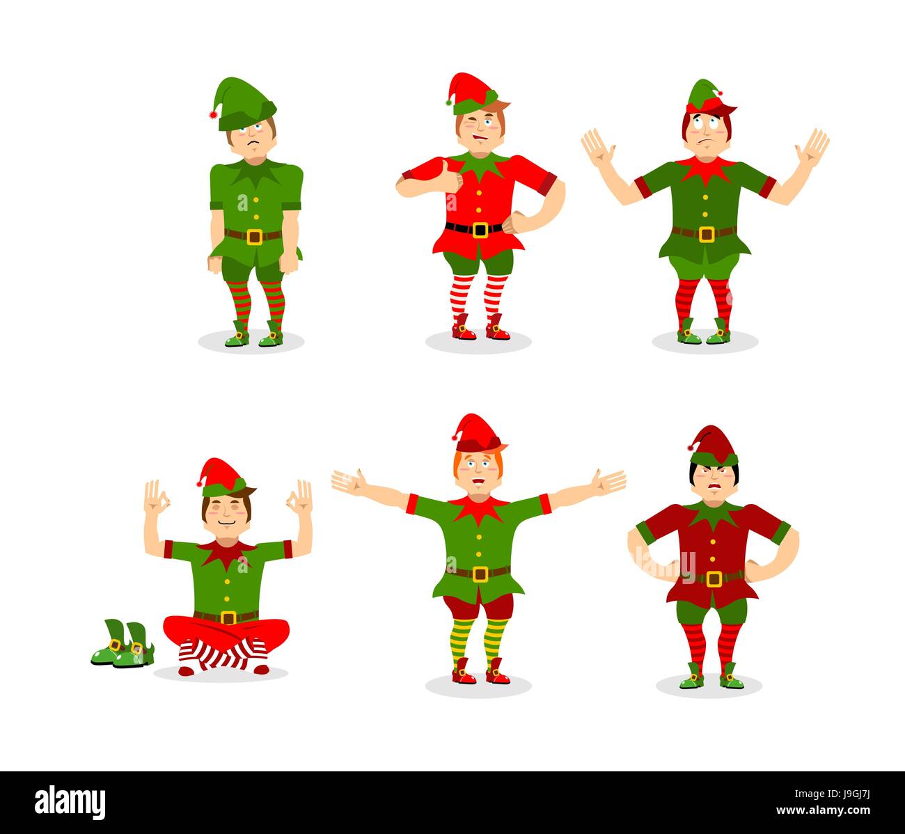 Immagini Natale Yoga.Elf Set Di Natale Pone Vari Movimenti Assistente Di Babbo Natale Sorpreso E Dormire Piccolo Uomo In Tuta Verde Xmas Yoga Aggressivo E Buon Char Immagine E Vettoriale Alamy