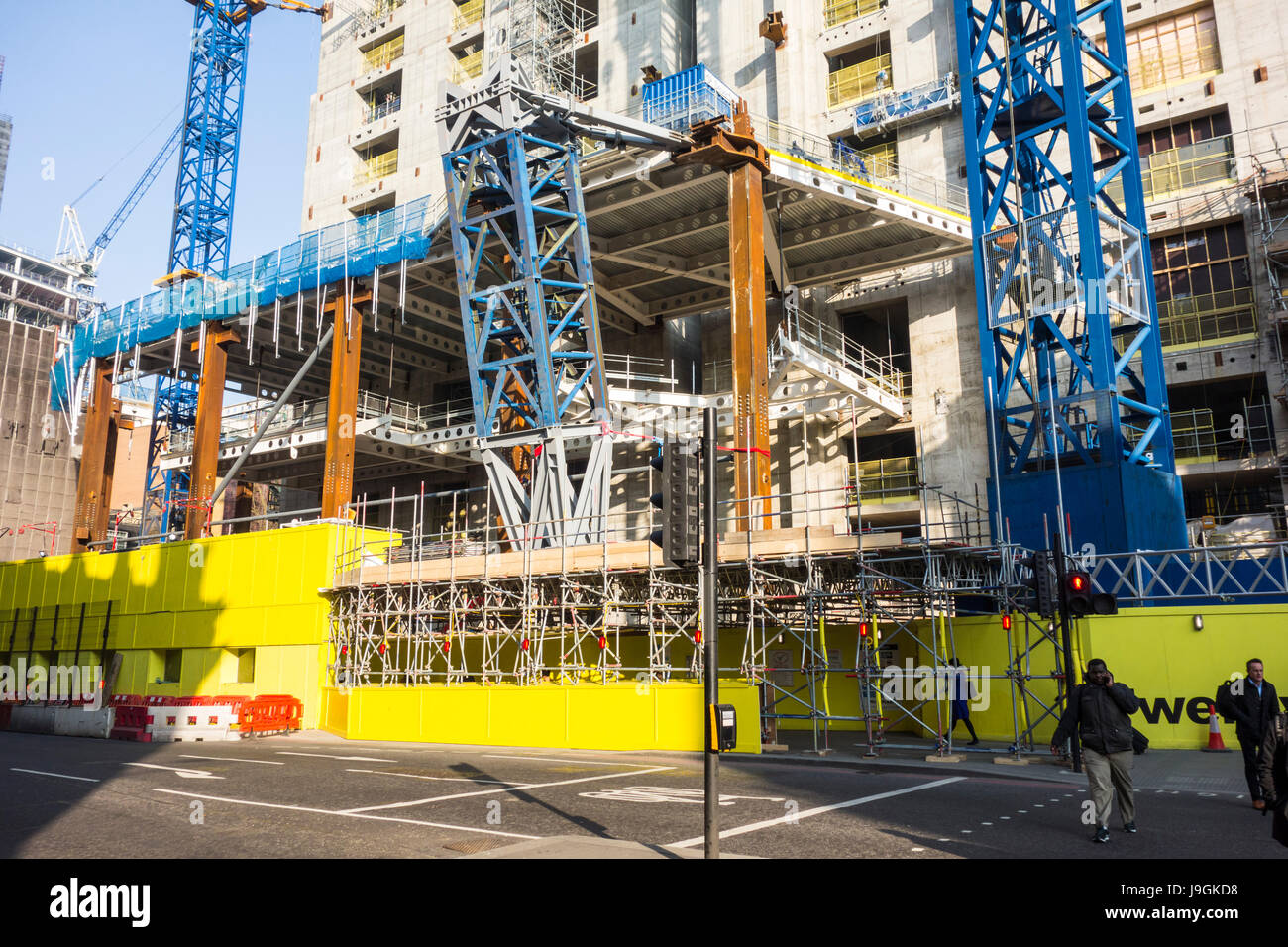 I lavori di costruzione a 100 Bishopsgate sviluppo grattacielo Torre dagli alleati e Morrison & Woods Bagot, città di Londra, Regno Unito Foto Stock