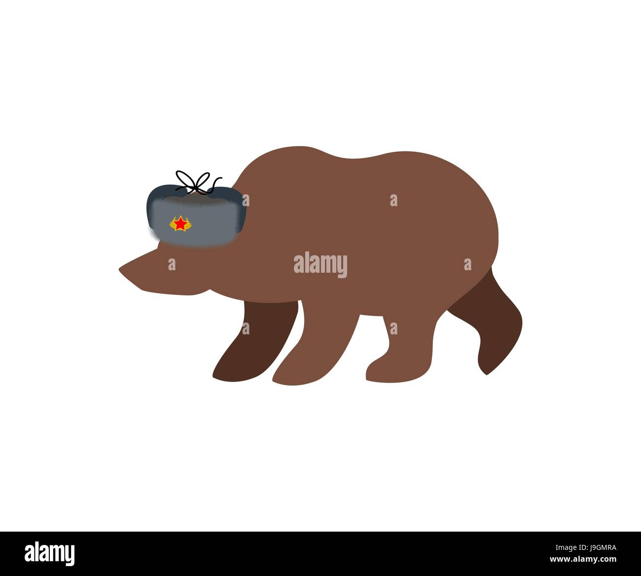 Orso russo nel cappello di pelliccia. La Russia nazionale animali selvatici Illustrazione Vettoriale