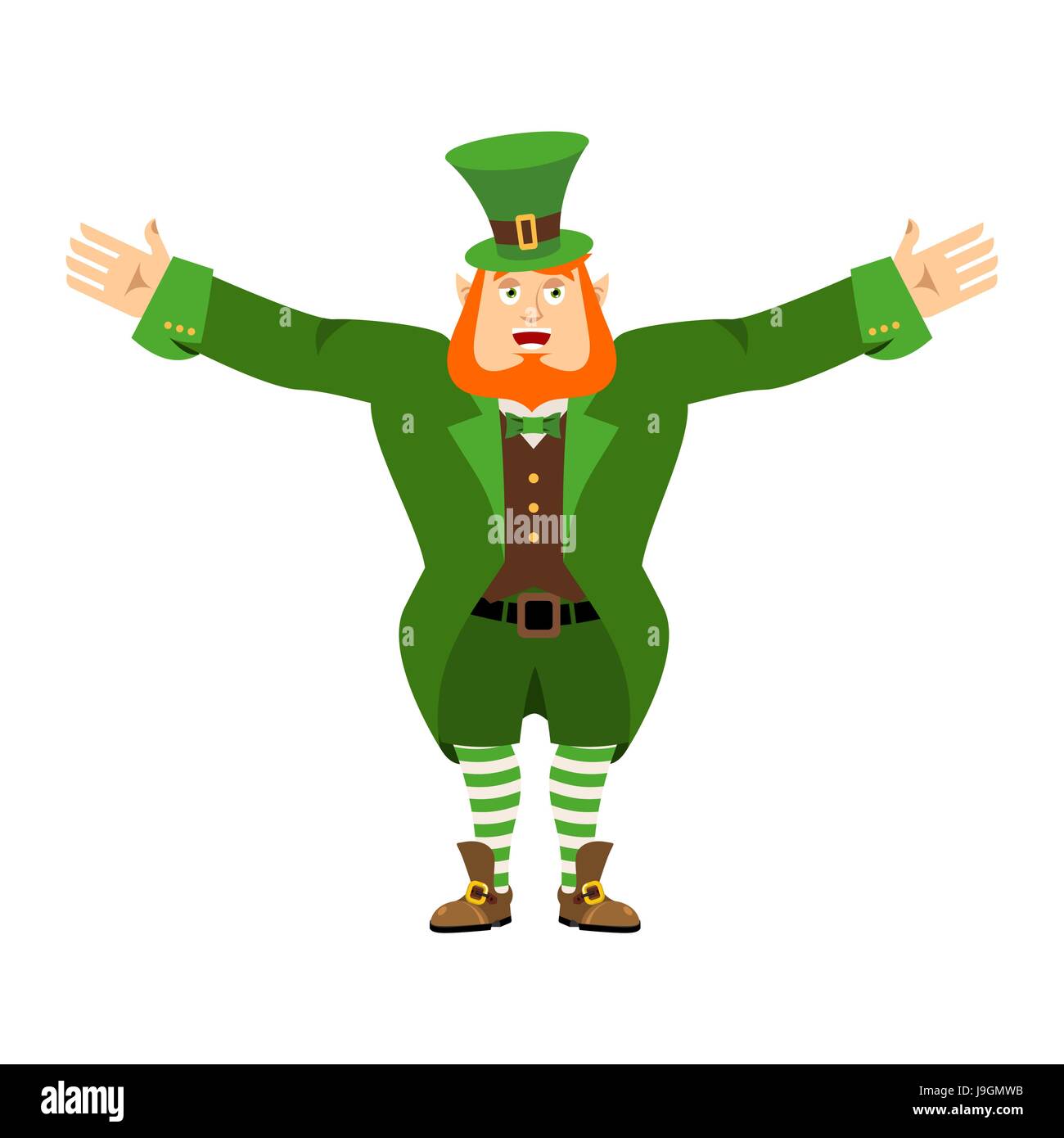 Leprechaun felice. La nana con barba rossa merry gli Emoji. Irish elf emozioni. St.Patrick 's Day. Vacanze in Irlanda Illustrazione Vettoriale