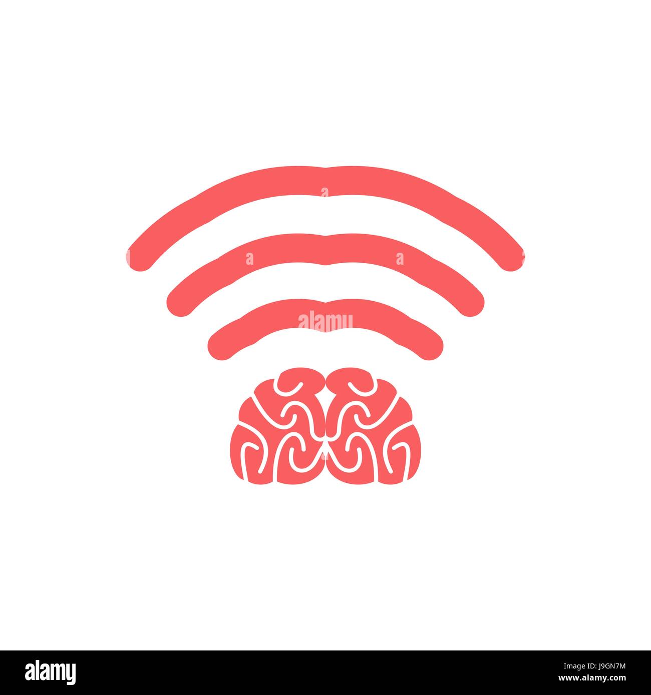 Wi-fi del cervello. Mente WiFi. Connessione wireless wiseacre. Il passaggio  di pensieri. Pensando a distanza Immagine e Vettoriale - Alamy