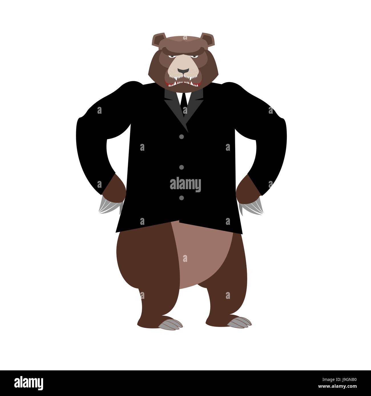 Bear boss. Grizzly imprenditore nel business suit. Animali selvatici Illustrazione Vettoriale