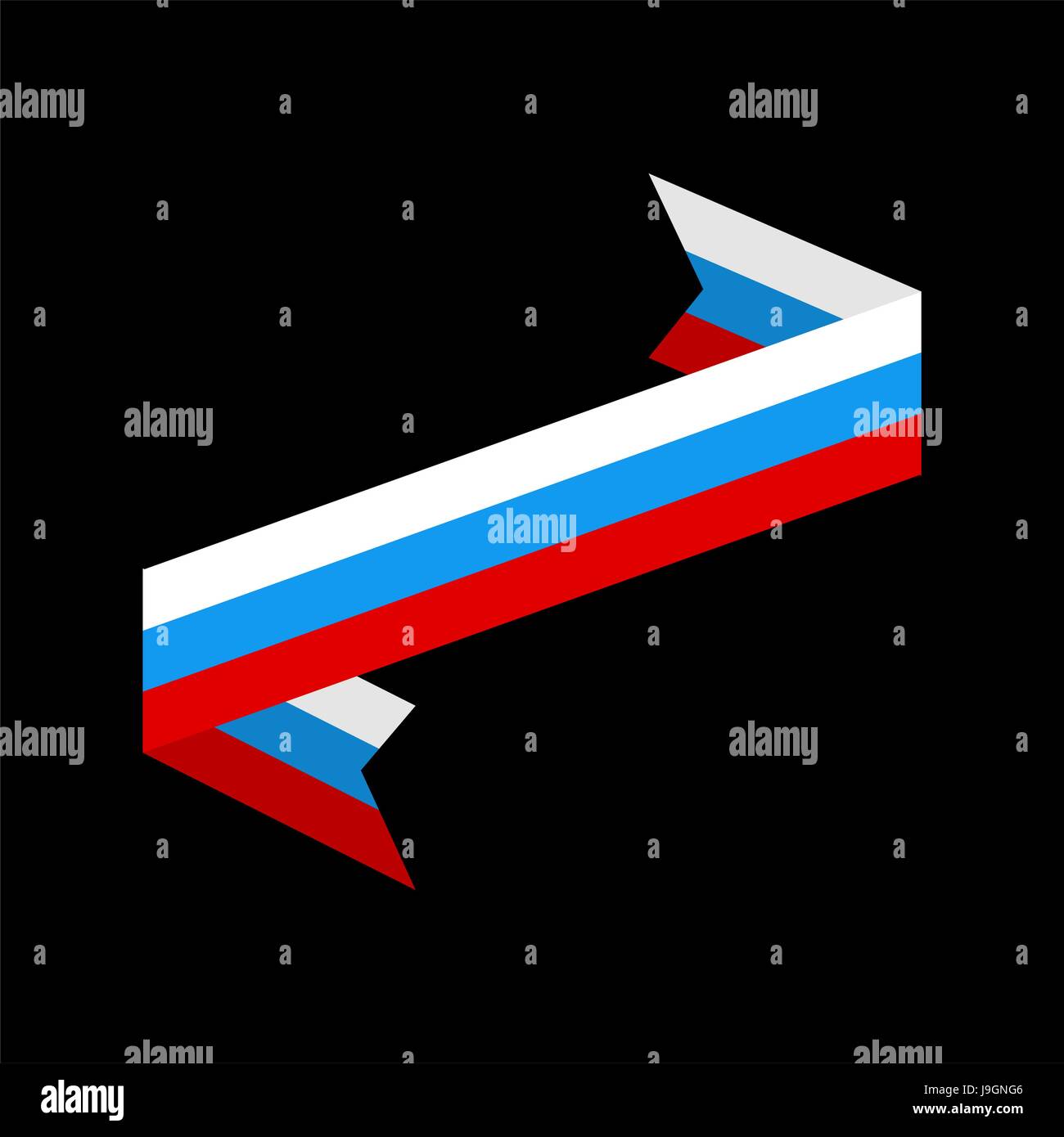 Bandiera della Russia isolata a nastro. Nastro russo banner. simbolo dello stato Illustrazione Vettoriale