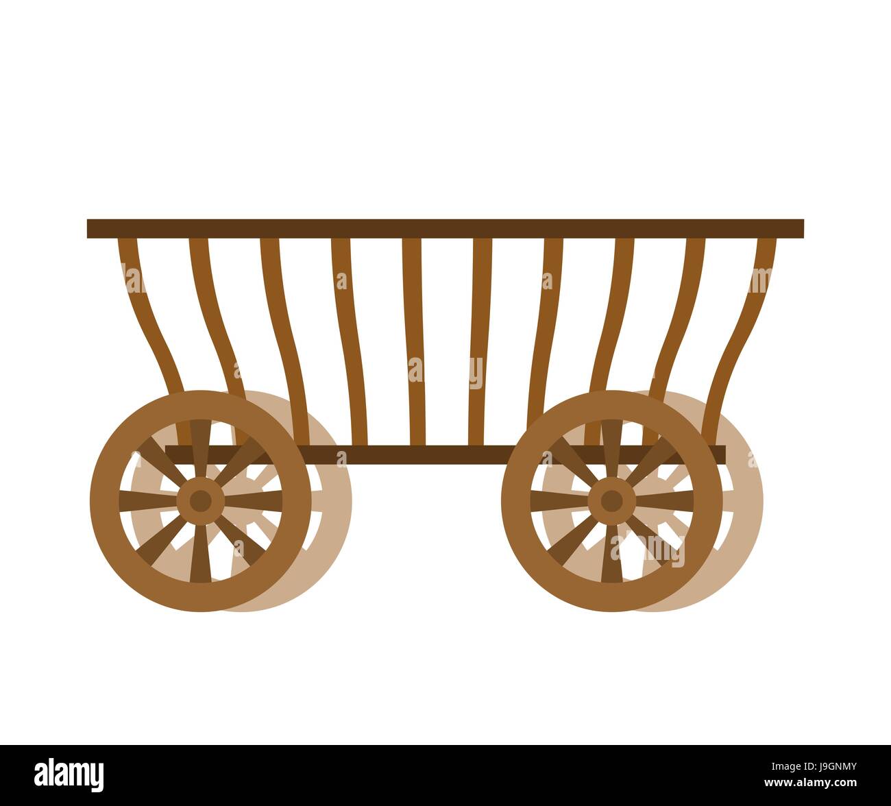 Carro di legno. Antica fattoria di trasporto. Antica carrello di carico Illustrazione Vettoriale