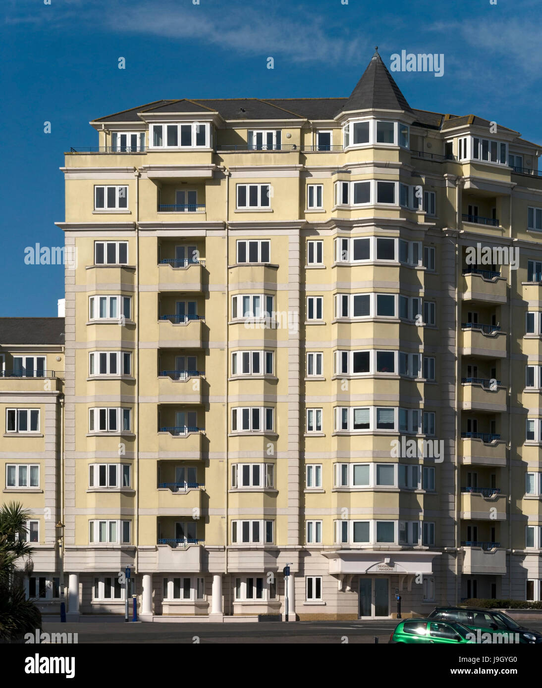 Devonshire Mansions, Grand Parade, Eastbourne, East Sussex, Inghilterra, Regno Unito. Foto Stock