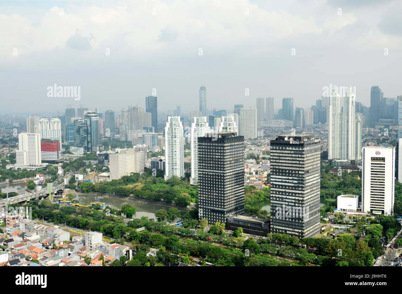 Vista aerea business distric a Giacarta Foto Stock