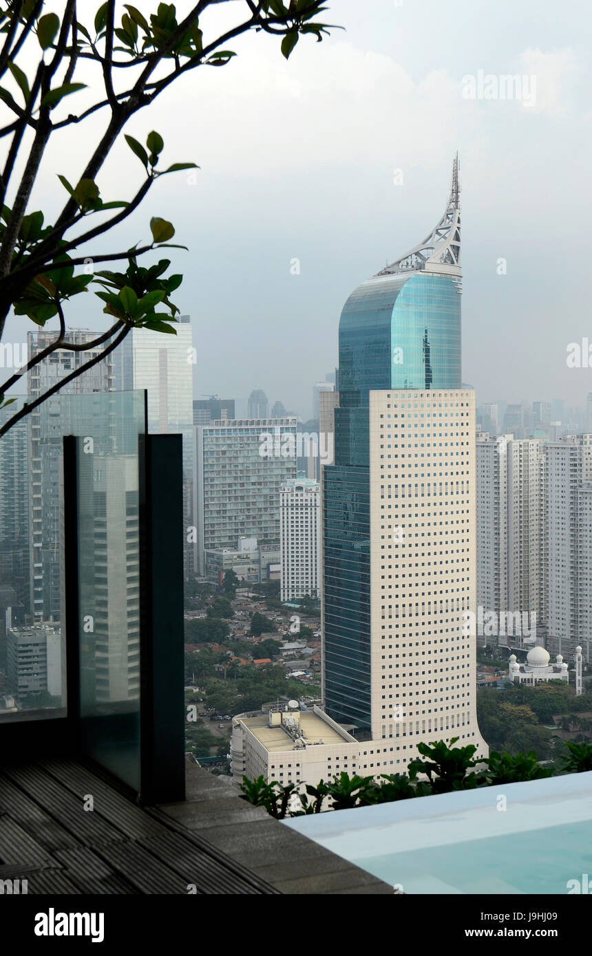 Business District, Giacarta landmark BNI 46 torre in Jl. Sudirman Foto Stock