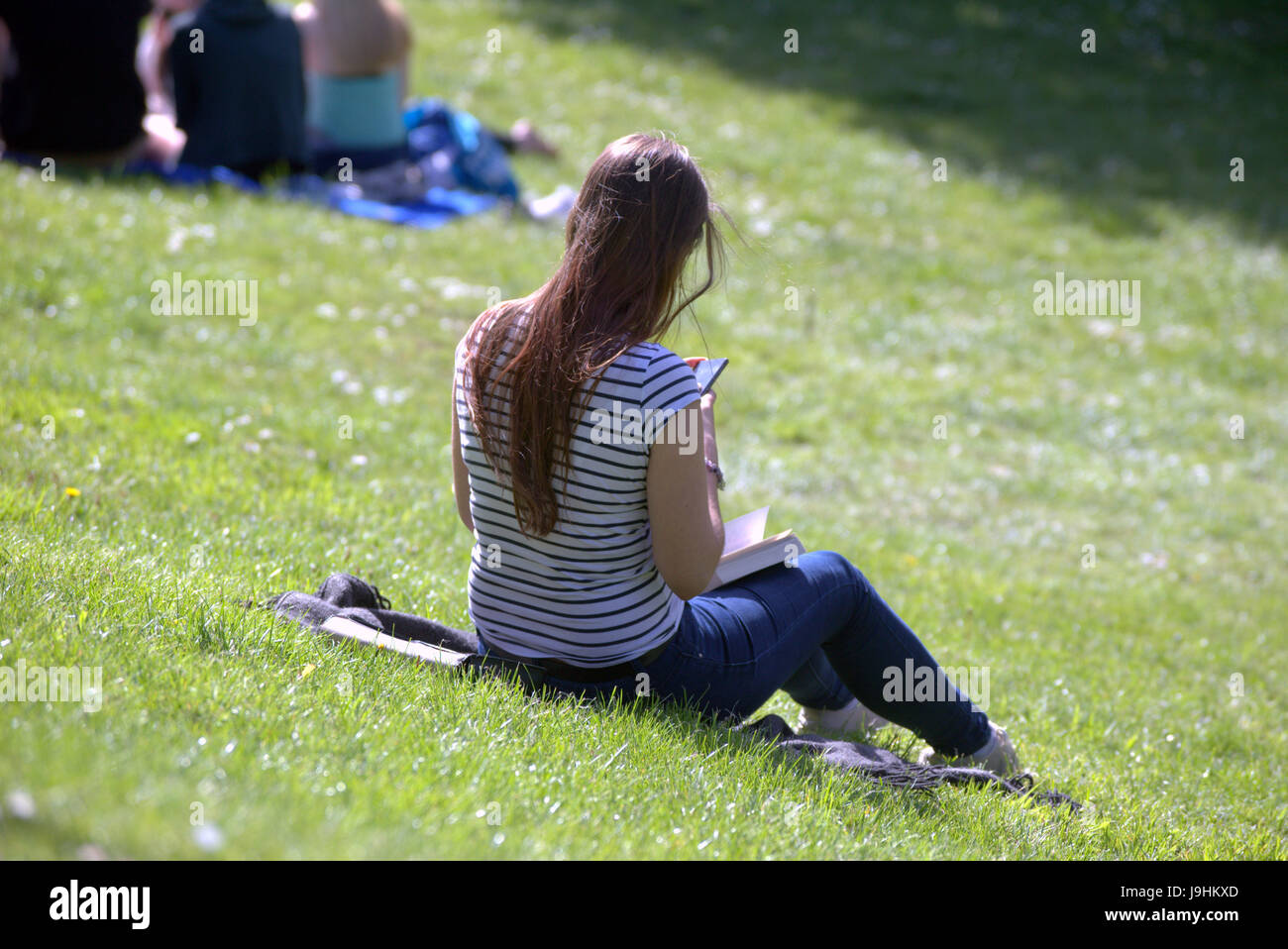 Glasgow Kelvingrove Park scene a piedi Foto Stock