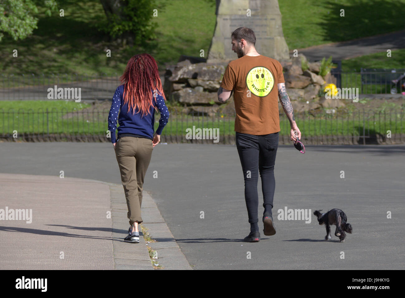 Glasgow Kelvingrove Park scena cane scuotipaglia Foto Stock