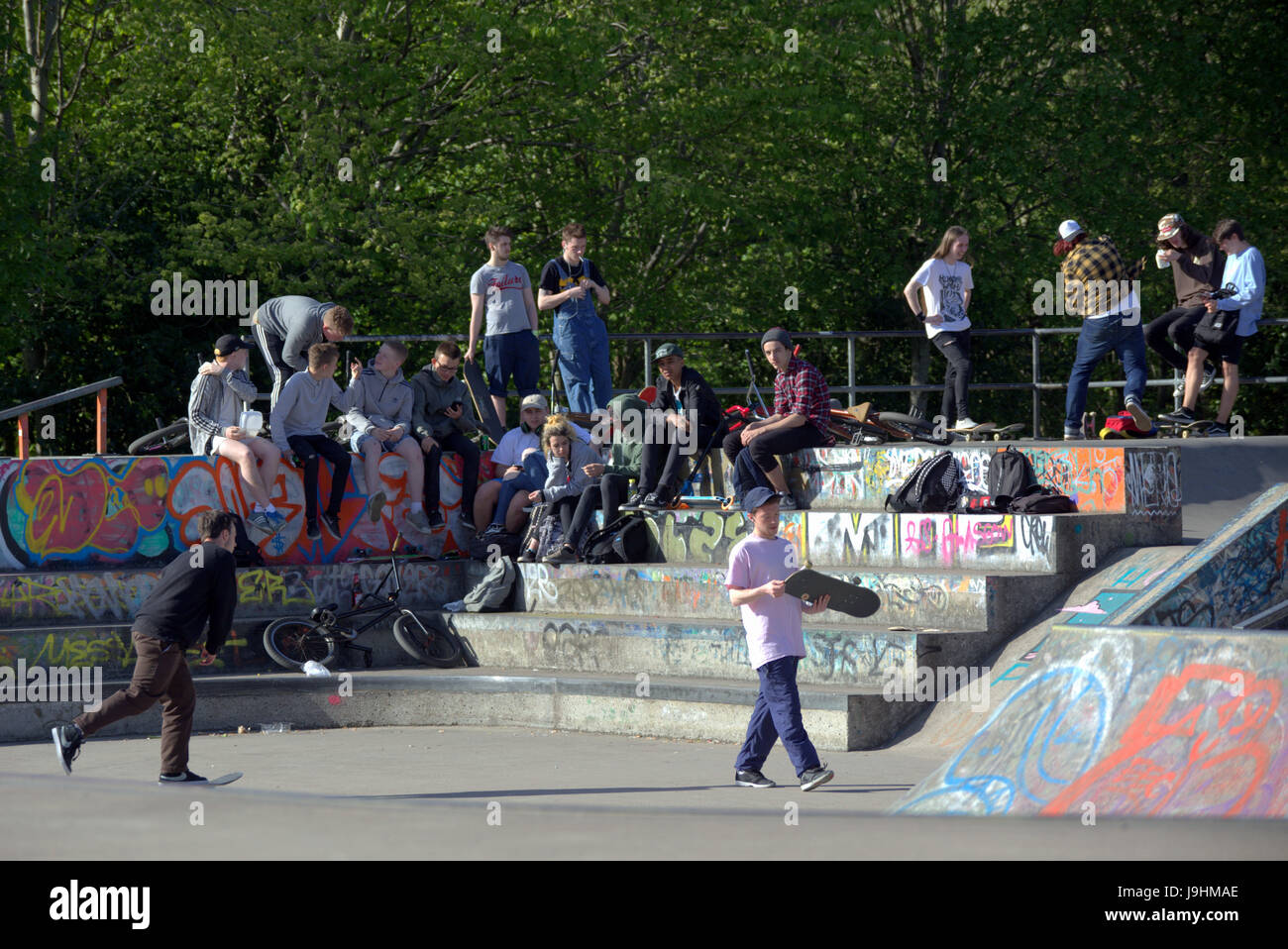 Glasgow Kelvingrove Park scena Kelvingrove Skate Park Foto Stock