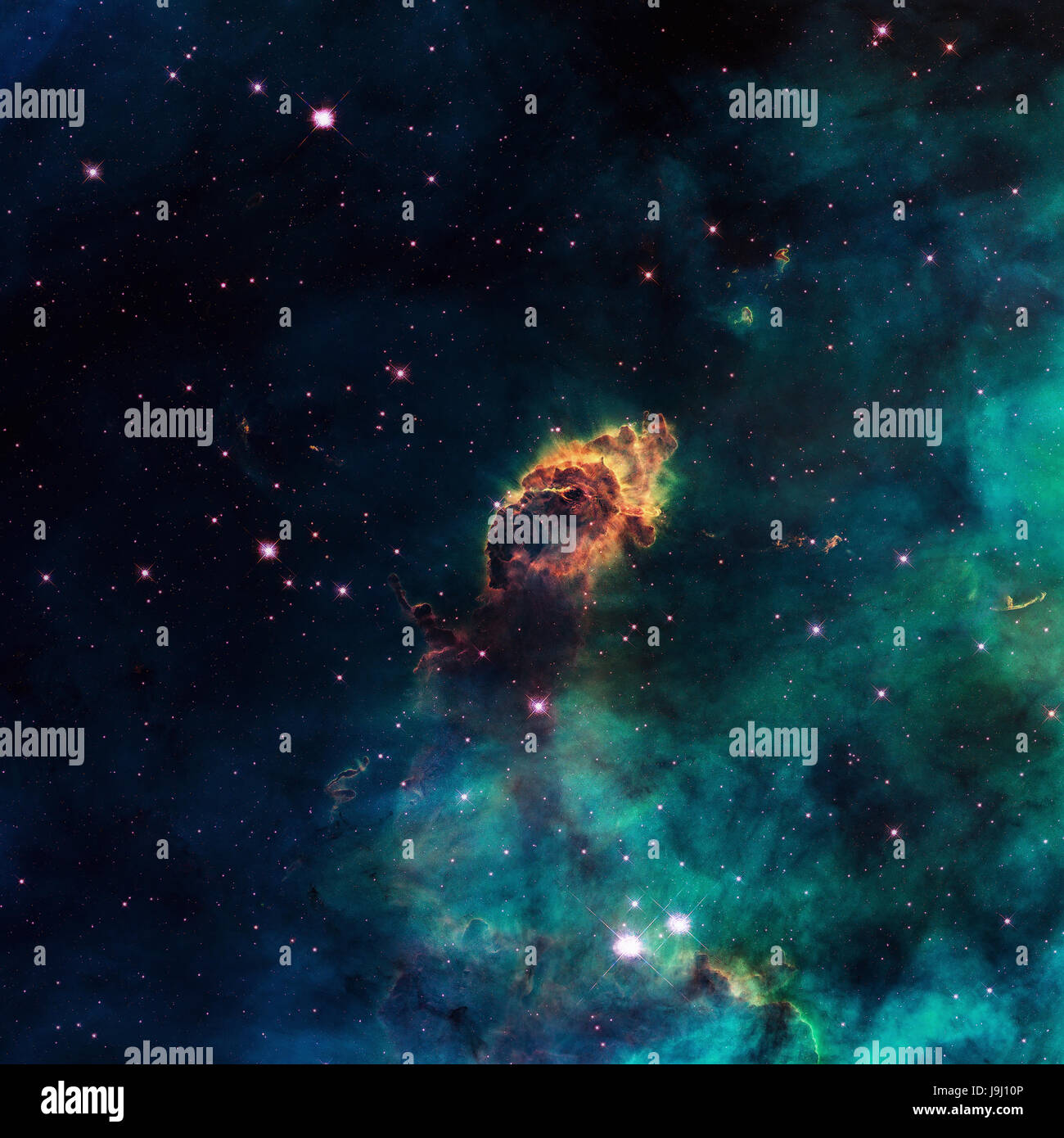 Universo riempiti con getto stellare, stelle nebulosa e Galaxy. Foto Stock