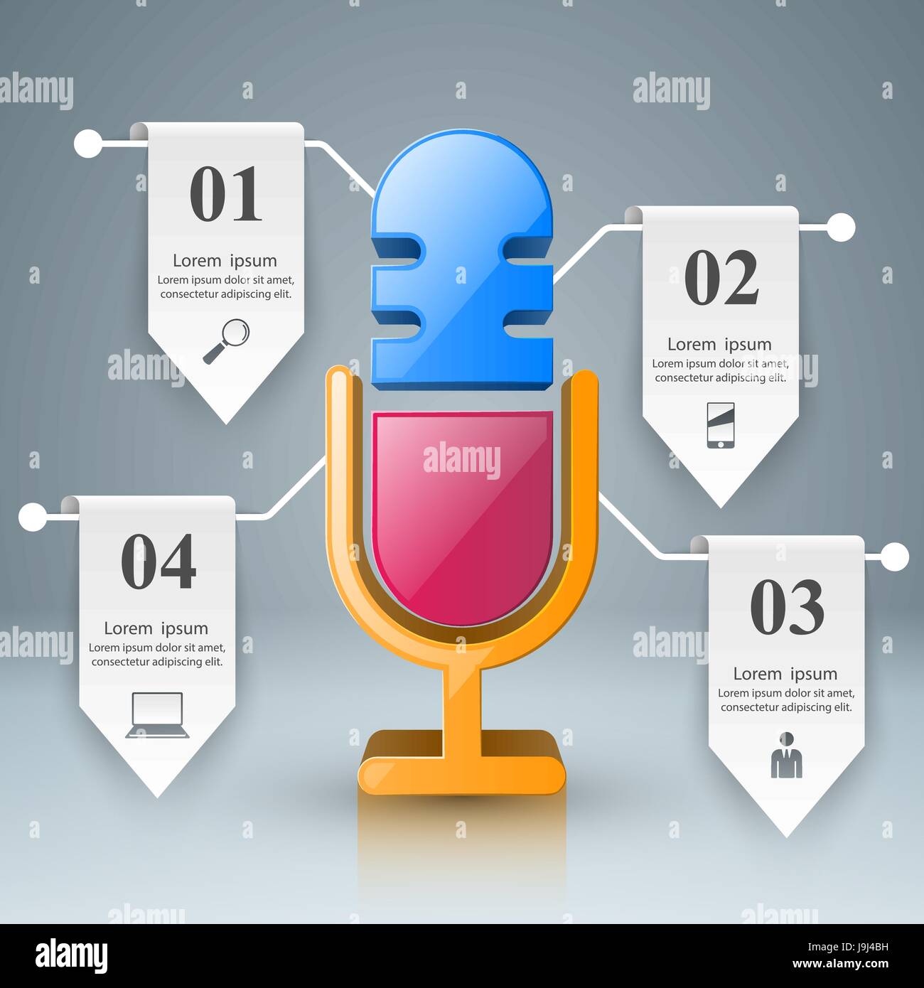 Infographics Business. Icona a forma di microfono. Illustrazione Vettoriale