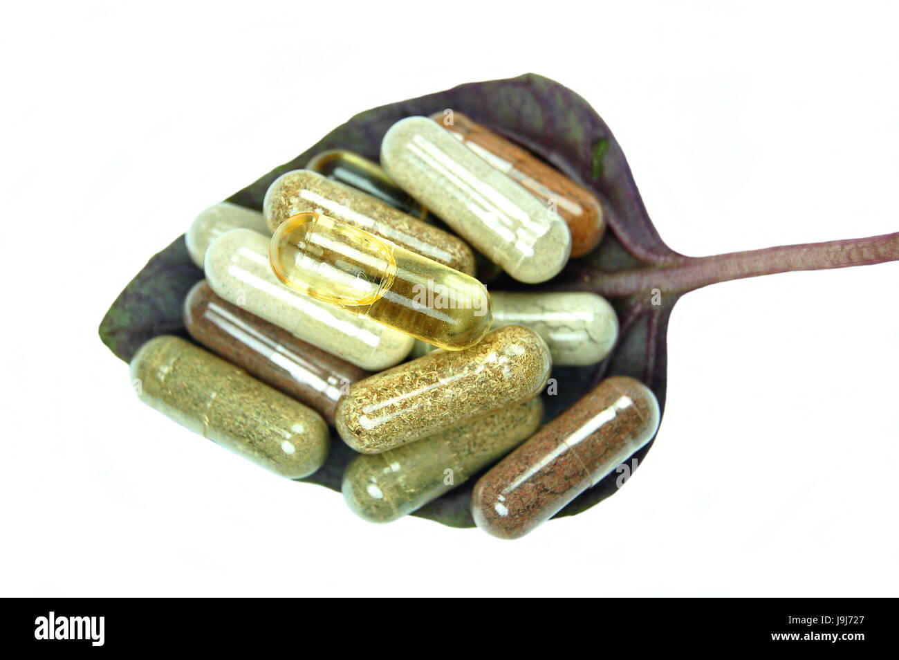 Salute, trattamento, basilico, recupero, capsule, vegetali a foglia, salute, vita, esistono, Foto Stock