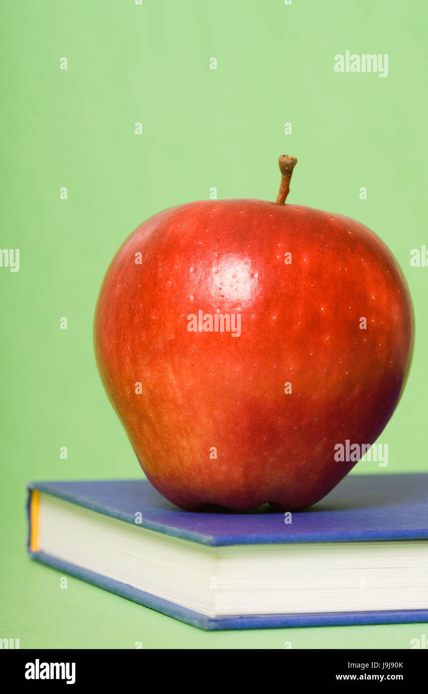 Istruzione, educare, salute, isolato, verde, frutta, imparare, libri, dati Foto Stock