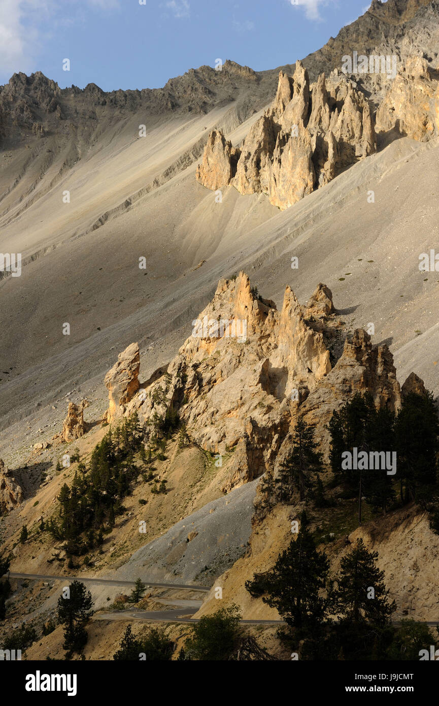 Francia, Hautes-Alpes, Parc National Regional du Queyras, paesaggio di casse Déserte al Col d'Izoard Foto Stock