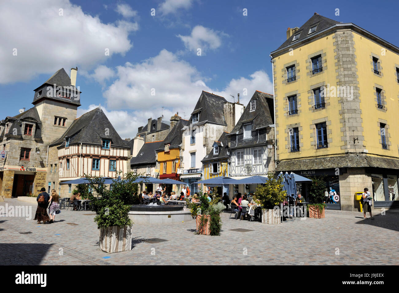 Francia, Finisterre, Quimper, case medievali sul posto Terre au Duc (Terre au Duc Piazza) Foto Stock