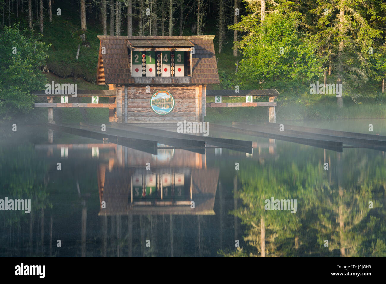 Campo di tiro con l'arco, Schattensee (lago), Krakauschatten (paese), Stiria, Austria Foto Stock