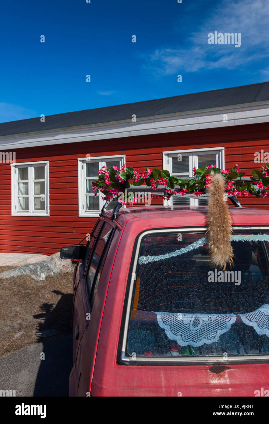 La Groenlandia, Disko Bay, Ilulissat, vecchia auto Foto Stock