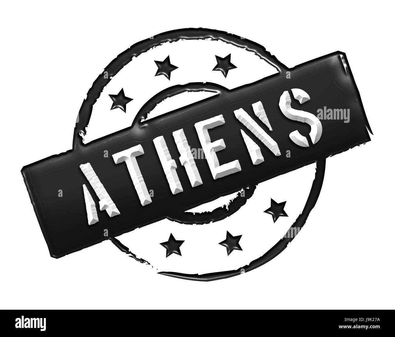 Atene, isolata, Grecia, attenzione importante, astratta, retrò, Atene, etichetta Foto Stock