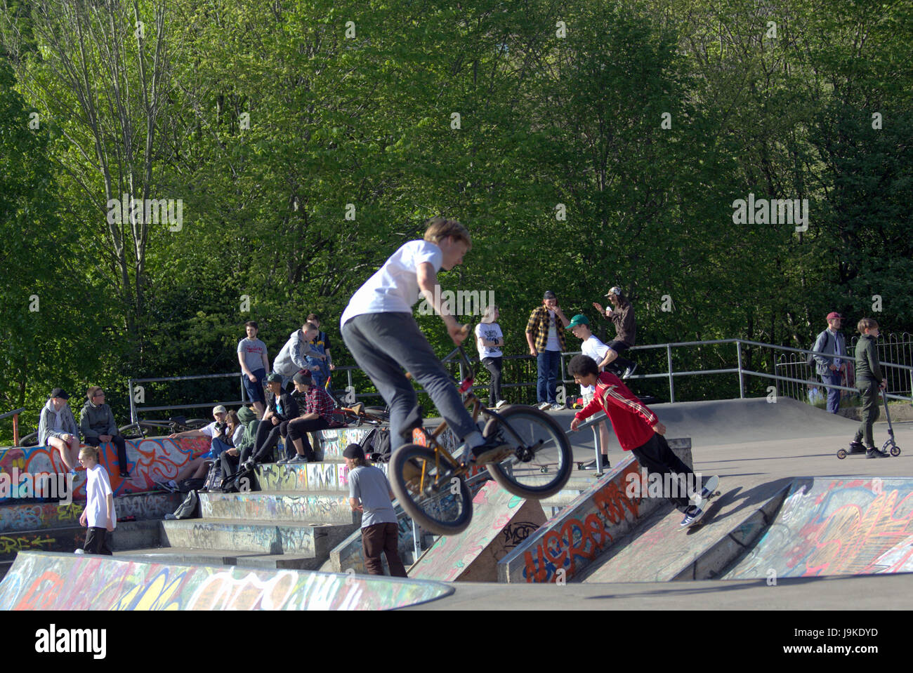 Glasgow Kelvingrove Park scena Kelvingrove Skate Park Foto Stock