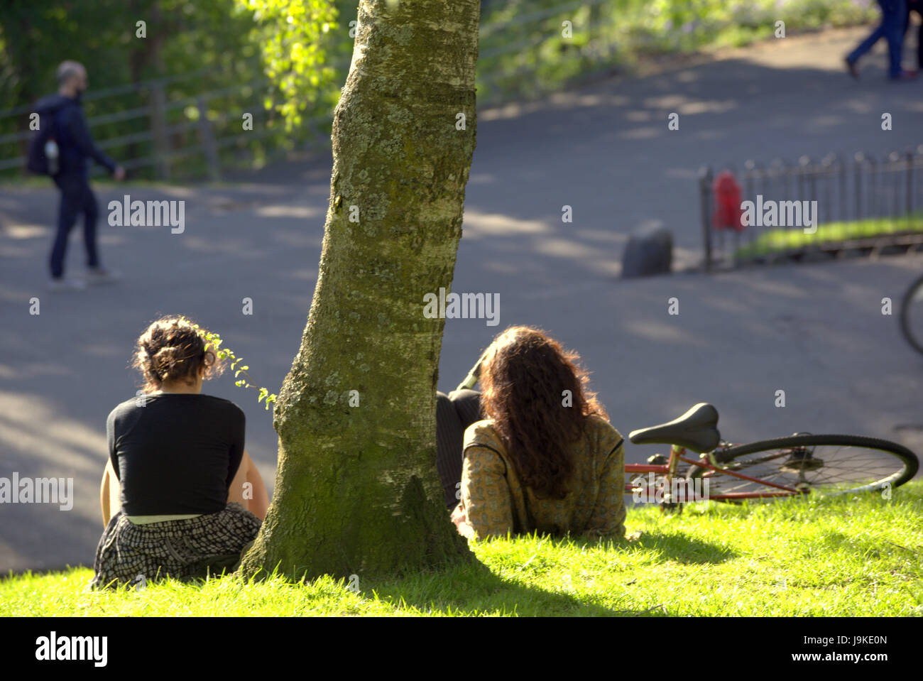 Glasgow Kelvingrove Park scene a piedi Foto Stock