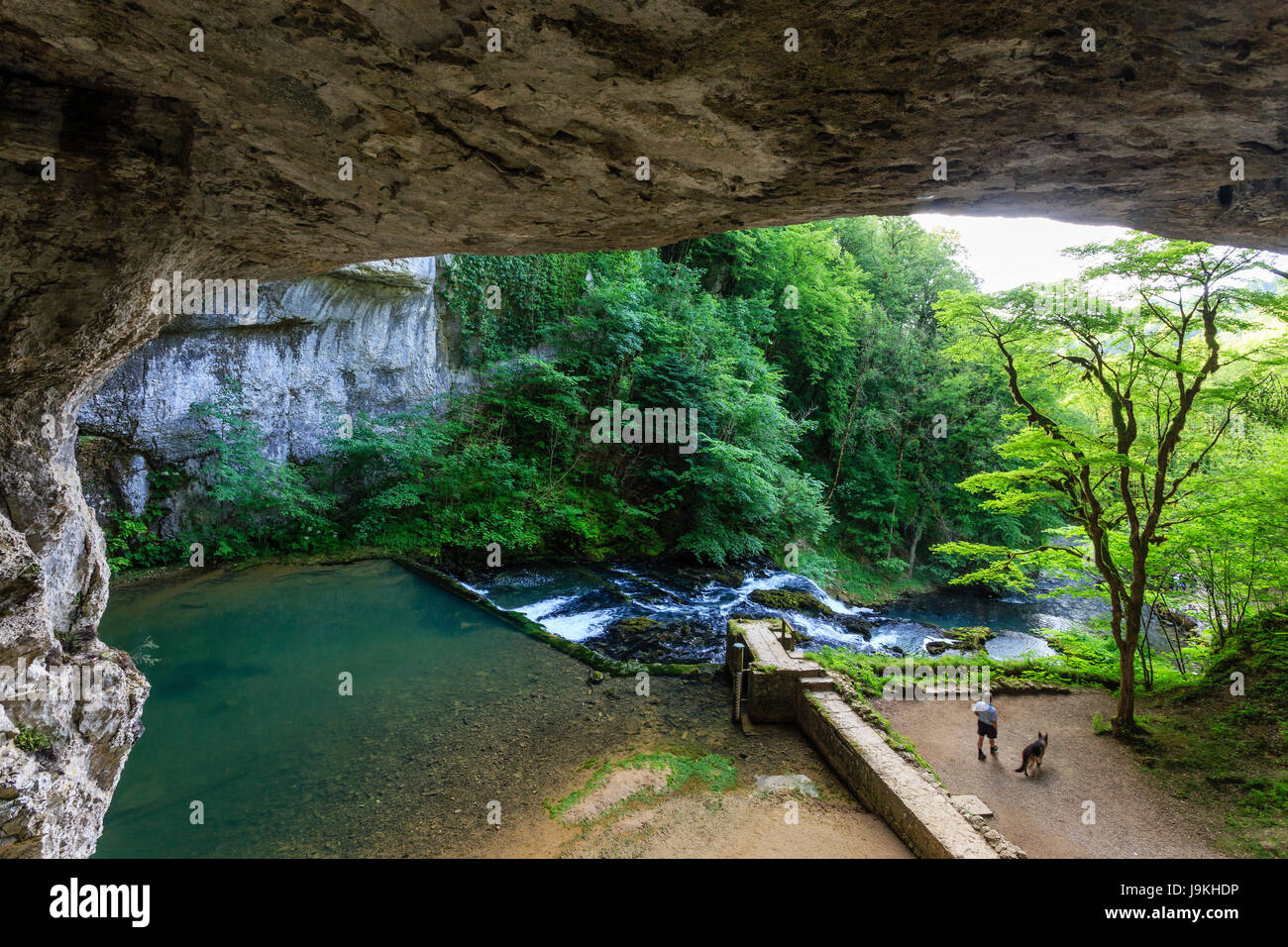 Francia, Doubs, Nans sous Sainte Anne, la sorgente del Lison Foto Stock